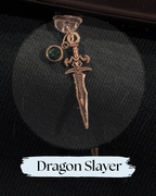 Dust plug for Kindle or e-reader, accessory, a dragon-themed pendant charm featuring a sword and a small green gemstone, for Kindle, Kindle Accessory, One More Chapter