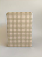One More Chapter Premium Kindle Case in Booked for Brunch – closed sage and cream gingham folio, single case front view