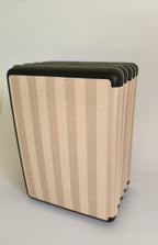 One More Chapter Premium Kindle Case in Barista Blend – warm cream and taupe stripe folios fanned out standing upright, angled side view