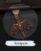 Dust plug, Kindle or e-reader accessory, Copper and Black dragon with wings spread wide  and a central gold star, Kindle Accessory, Kindle, Kobo, One More Chapter