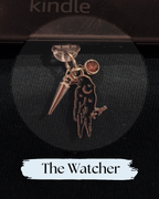 Dust plug, charm for Kindle or e-reader, A gothic-style charm accessory featuring a black raven with a crescent moon and stars, a metallic spike, and a small amber gem, Kindle Accessory, Kindle, Kobo, One More Chapter