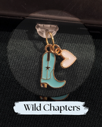 Dust plug for Kindle, e-reader, A turquoise and gold cowboy boot charm with a small heart charm, Kindle accessory, for Kindle, Kobo, One More Chapter